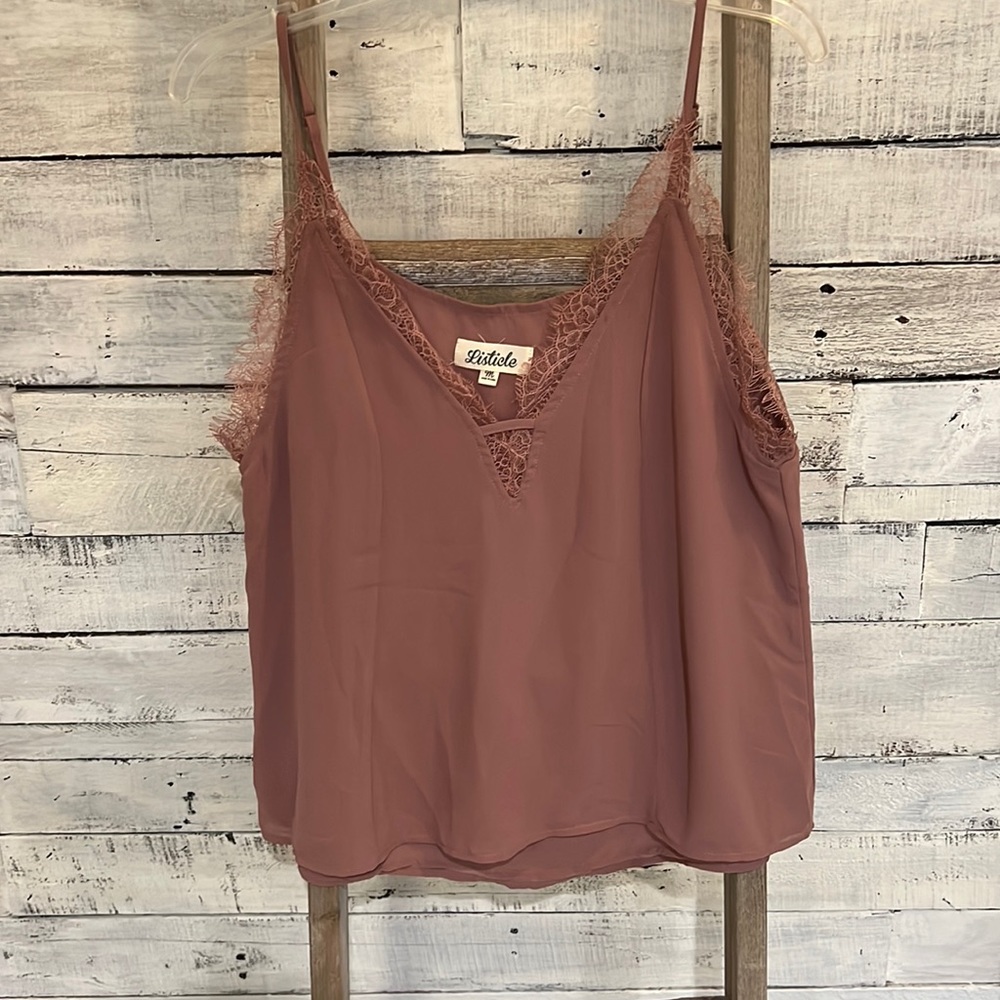 Cute Mauve Lace Tank Top Size Medium